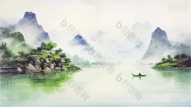 中国风水墨山水画中国画写意